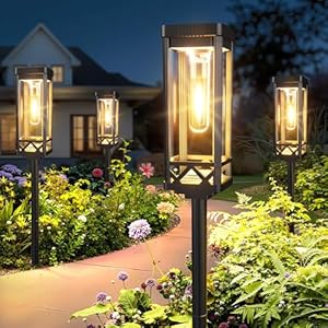 BUCASA Groß Solarlampen für Außen Garten 6 Stück, Superhell Solarleuchten für Außen mit 1000mAh Batterie, 15Std. Beleuchtung IP65 Wasserdicht Solar Gartenleuchten für Rasen Hof Balkon Gehweg Deko