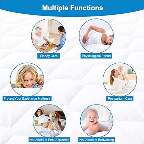 Grt King Size Quilted Fitted Mattress Pad, 100% Waterproof Breathable Mattress Protector, Noiseless Hollow Cotton Mattress Topper, Fits Up To 21" Deep, Dust Proof #TOP5