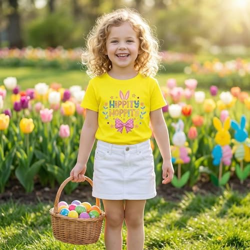 Image of Easter Shirts for Girls Kids Easter Gift Bunny T-Shirt Clothing 3-12 Years
