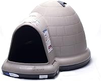 Petmate Indigo Large Igloo Dog House - Weatherproof Outdoor Shelter for 50-90 lb Dogs, Insulated, Made in USA, Taupe/Black