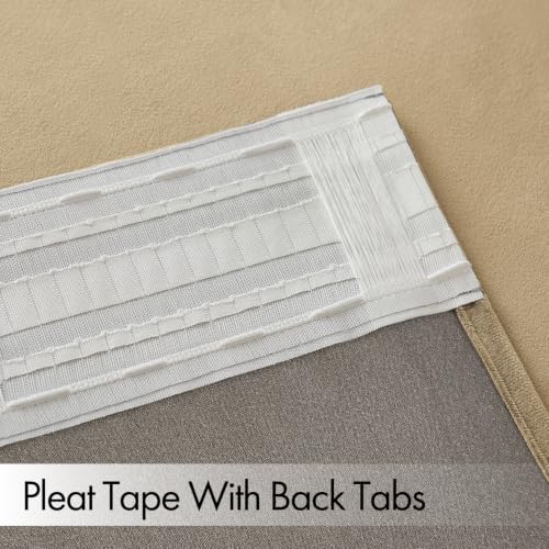 Image of MIULEE Beige Velvet Pinch Pleat Blackout Curtains W52 X L84 Inches