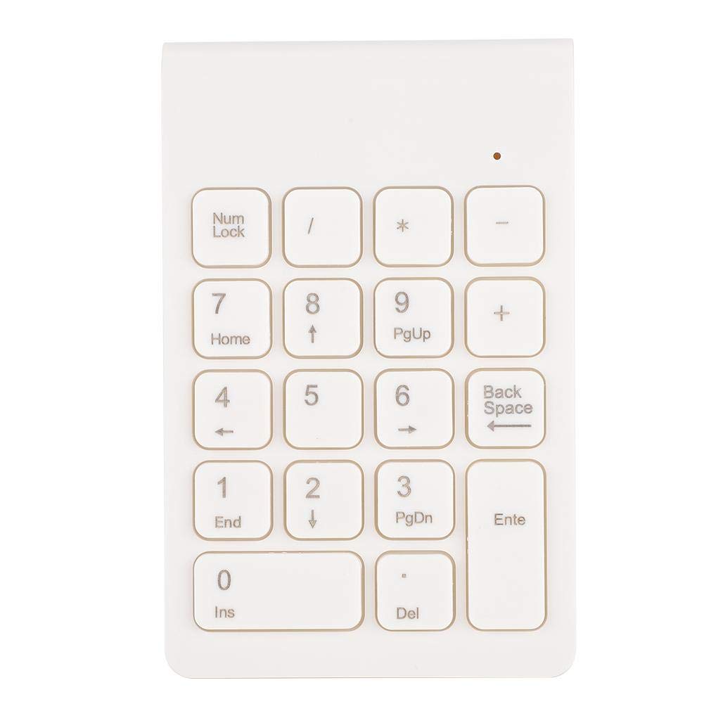 Tastiera numerica wireless 2.4G, tastierino numerico Bluetooth mini tastiera portatile a 18 tasti, tastierino numerico generale per laptop, desktop, ecc(bianca)