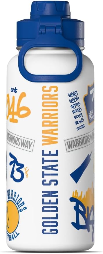 Miniatura 3 de Hydrapeak x Botella de agua con licencia oficial de la NBA Golden State Warriors de 32 onzas, tapa con pico de acero inoxidable, reutilizable, doble