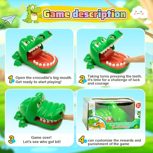Camilife Krokodil Spiel Croco Doc Spiel Spielzeug Krokodil Zähne,Action Geschicklichkeit für Familienspiel, Teste Dein Glück, für Kinder, Familienspiel, Partyspiel (Grün-S)