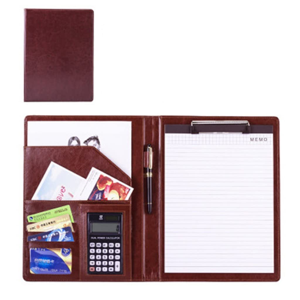 Schreibmappe A4, Padfolio-Portfolio, Leder, PU-Ordner, Interview, juristischer Dokumenten-Organizer, Visitenkartenhalter inklusive, für Männer und Frauen, Schule, Büro
