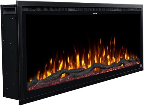 Touchstone Sideline Elite 50" Electric Fireplace with Alexa Built-in - in-Wall Recessed Design - 1500W Heater for Supplemental Warmth - 6 Flame & 10 Ember Bed Color Options - Smart Home Voice Control