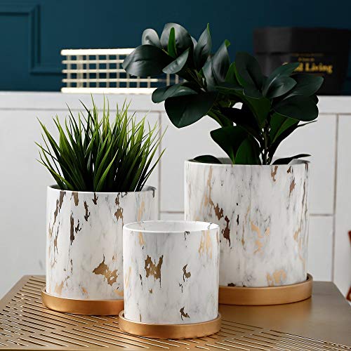 Maceta de cerámica para interiores con acabados individuales y base de bambú natural 6
