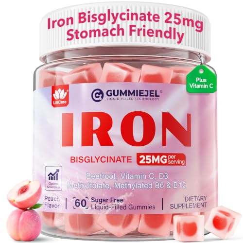 Iron Gummies for Women 25mg Increase Iron Levels, No Constipating, 60 Cts