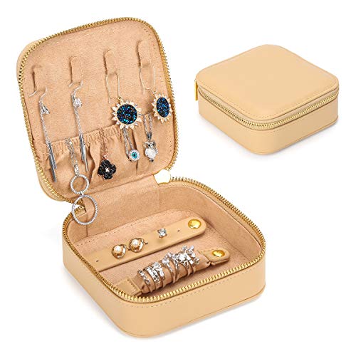 Small Jewelry Box Travel Jewelry Organizer,Leather Jewelry Case for Girl Gift Mini Travel Case Portable Jewelry Storage Box