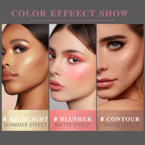 Newbang Cream Contour Stick Set, Face Contouring Matte Blush Highlighter Makeup Pen Trio, Face Body Shading Bronzer & Blusher Rouge & Shimmer Glitter Luminizers Waterproof Blendable Moisturizing-3Pcs #TOP2
