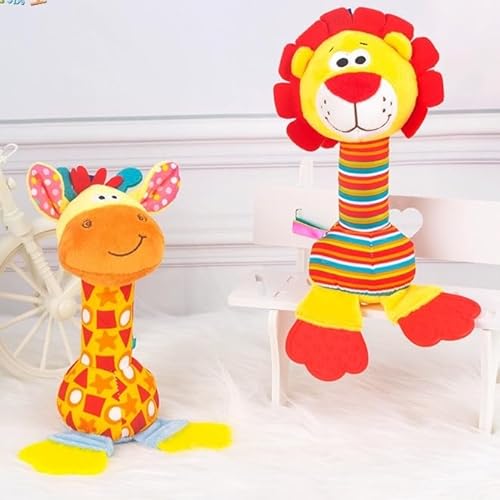 Chocalho De Pelúcia Bebe Infantil Girafa Animais Divertido Interativo