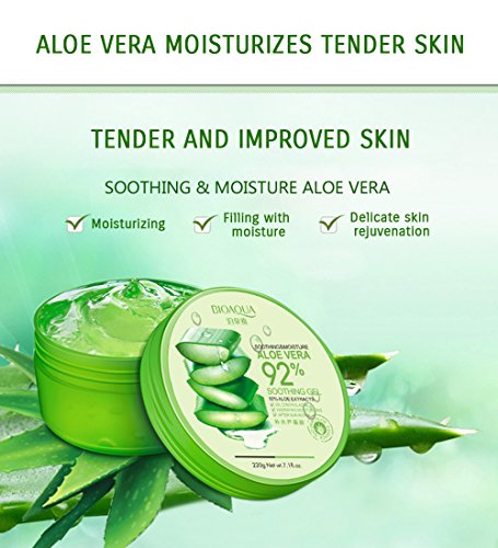 Bioaqua 92% Aloe Vera Extracts Hydrating Acne Spot Removing Face Night Cream Replenishment Soothing Long Lasting Gel 3X220G 22.3 Fl.oz #TOP3