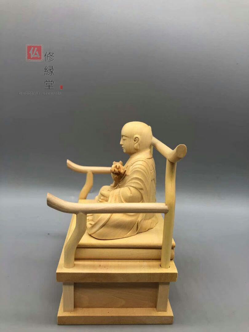 仏教美術 時代物 木彫 金彩 弘法大師像 巾38.5㎝ 遍路 空海 置物