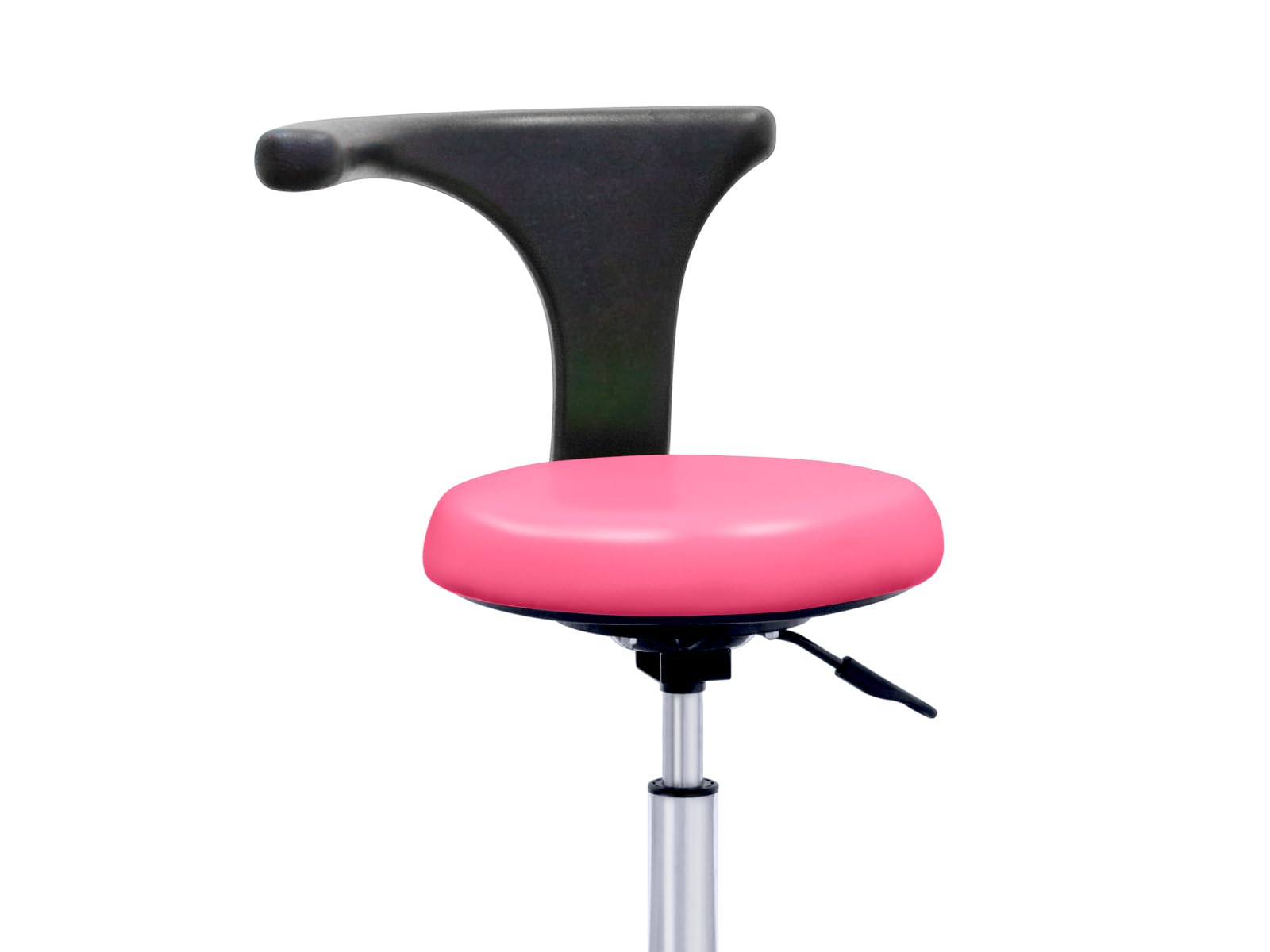 QUIRUMED Taburete con Respaldo ergonómico Profesional, Color Azul Marino, Estructura en Acero Inoxidable, Polipiel, Base con Ruedas, Asiento Regulable en Altura, hasta 120 kg