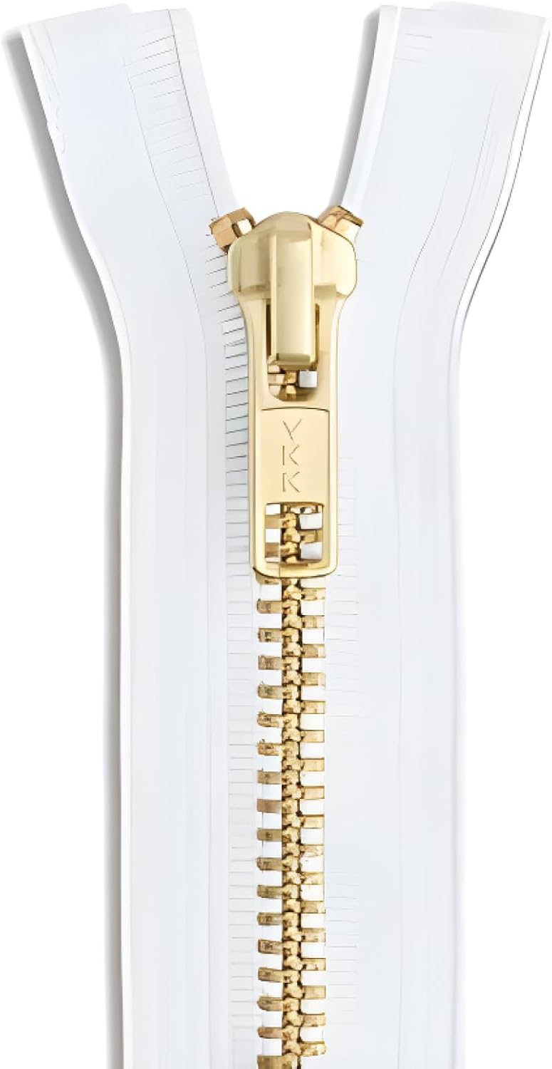 16 inch Metal Zipper White 16” Antique Brass Metal Heavy Duty Zippers Separating Sewing Zipper Craft Zippers