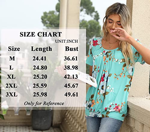 Anymeet Womens Summer Short Sleeve Tunic Tops Casual T Shirts Pleated Basic Beach Blouses Plus Size Gypsophila 2X-Large #TOP4