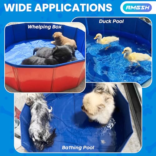image for AMGSH Dog Whelping Box, Foldable Birthing Pool for Dogs, Whelping Pool
