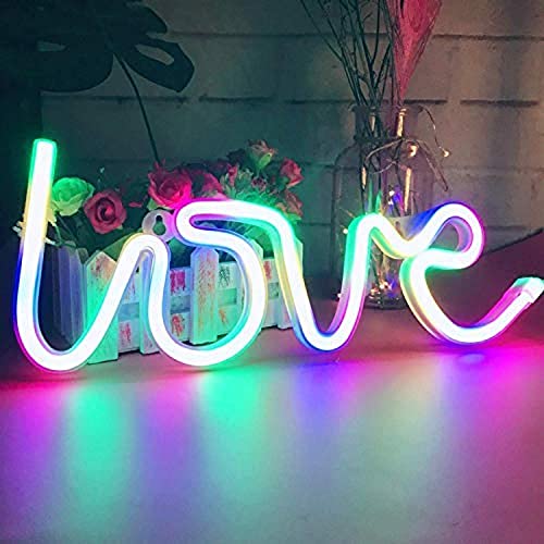 Image of Love Neon Sign LED Lights USB and Battery Powered for Bedroom Wall Decor Light, Kids Room Decor,Girls, Living Room, Home Decoration, Partys Light (Love Neon Multi)