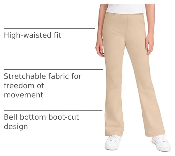 KEREDA Girls Flare Leggings School Uniform Pants for Girls Bell Bottoms Cotton Clothes for Kids 5-6 Years Khaki by KEREDA - Used condition - US$12.31