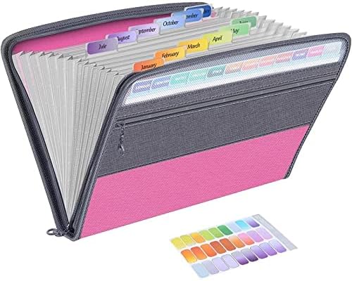ファイルフォルダー 13 Pocket File Folder Storage Rack、ファイルボックスの収納袋、ジッパー付き、A