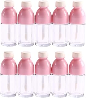 YAIKOAI 10 Pieces Empty Lip Gloss Tube Cute Beverage Bottle Shaped Lip Glaze Bottles Small Lip Oil Sample Vials Travel Cosmetic Samples Container with Rubber Inserts for DIY Women, Girl Makeup, Pink