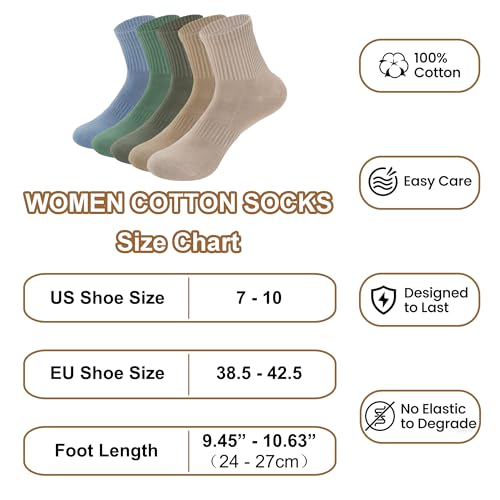 Image of Womens Cotton Anti-Pilling Quarter Crew Socks | Moisture-wicking, Odor-control, Lightweight, Office /gym, 7-pair, US 6-10