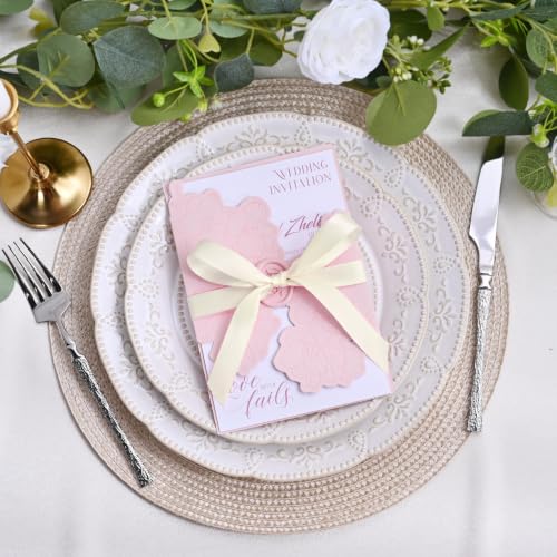 Image of 5 Rolls Double Face Ivory Satin Ribbon 7 /8 Inch Polyester Ivory Ribbon for Gift Wrapping Very Suitable for Weddings Party Invitation Decorations and More,Total 125 Yards