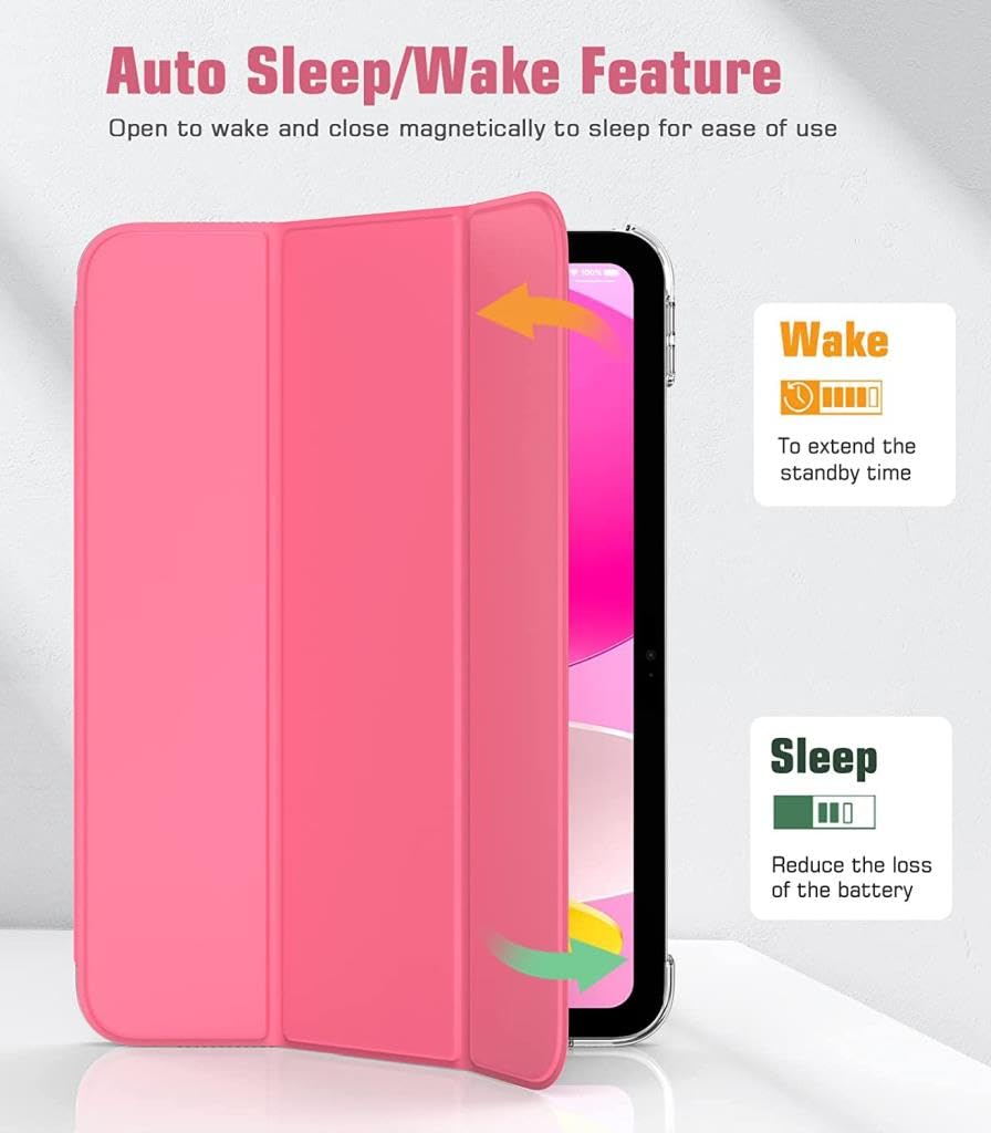 UnDePlus iPad Pro 10.5 ile uyumlu Kılıf PU Deri Smart Standlı Case A1701 A1709 A1852 Karpuz Kırmızısı
