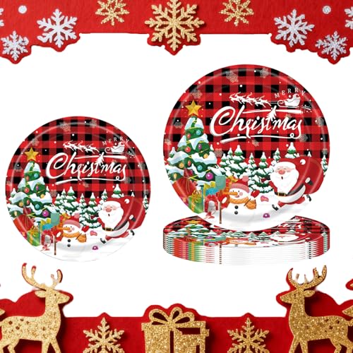 VYNZOR 24 Stück Weihnachtsteller 23 cm Pappteller Weihnachten –...