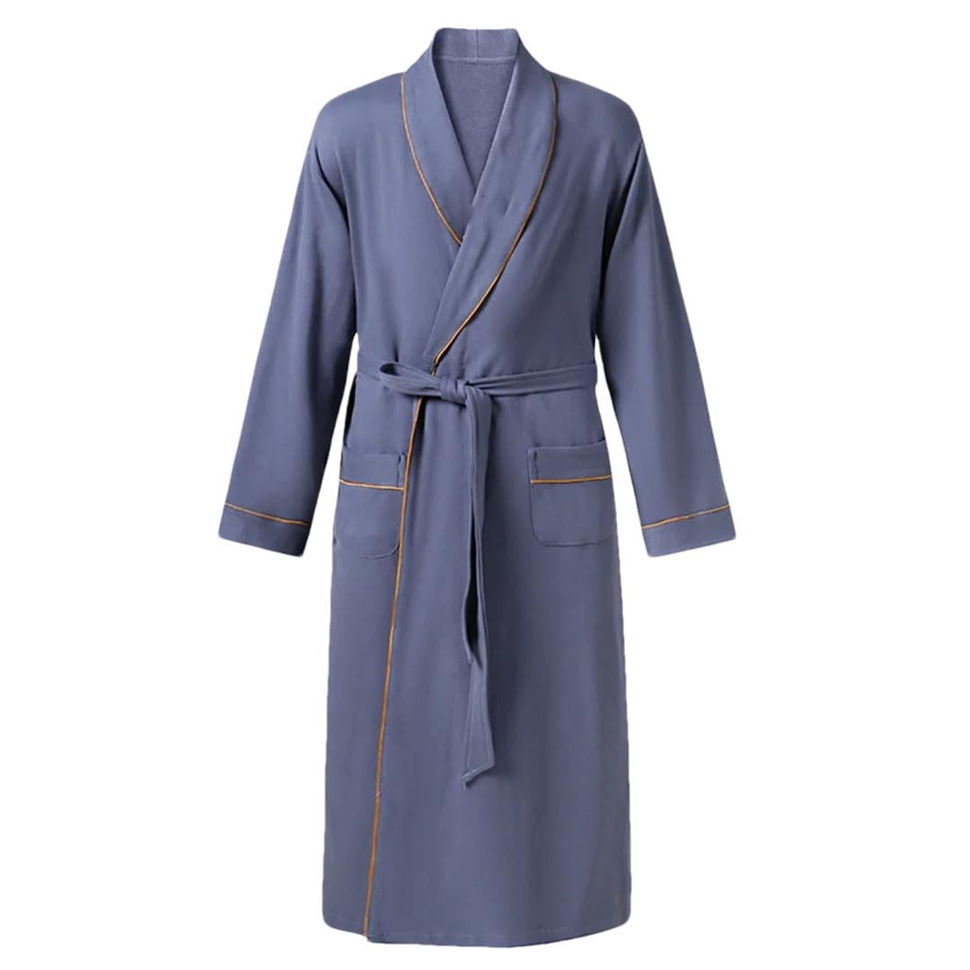 Hgvcfcv Vestaglie da uomo in cotone Grandi Cantieri Accappatoi Mattina Casa Cappotto Medio Lungo Primavera Camicia da notte, 701, XXL