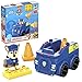 MEGA HDJ33 - Mega Bloks PAW Patrol Polizeiauto-Bausatz, 10 Bauklötze und Sonderteile mit 1 Chase-Figur, Pylonen-Kegel und rollendem Radstand, Spielzeug-Geschenkset für 3-5 Jahre