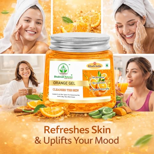 Image of Khadi Orange Aloe Vera Face Massage Gel - Hydrating & Soothing for Radiant Skin | Natural Anti-Aging Moisturizer | Orange Aloe Vera Face Massage Gel - Soothe, Hydrate & Restore Your Skin's Glow Suitable for All Skin Types - 200GM
