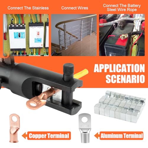 HZLZRZ 12 Tons Hydraulic Crimping Tool, Range 6AWG-4/0AWG(250MCM), Hydraulic Cable Lug Crimper with 8 Pairs of Dies for Hydraulic Wire Battery Cable Electrical Terminal Crimping Tool (YQ/120A)