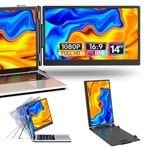 Alichome 14インチ ノートパソコン用モニター FHD1080P デュアルディスプレイ ダブルディスプレイ 2画面 IPS液晶パネル 携帯モニター 13-17.3インチパソコン用 軽量 USB-C/HDMI接続 Windows/Mac/Chromeに適用