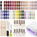 Picture of GAOY 45Pcs Gel Nail Polish Set, 39 All Seasons Jelly Glitter Colors, UV Gel