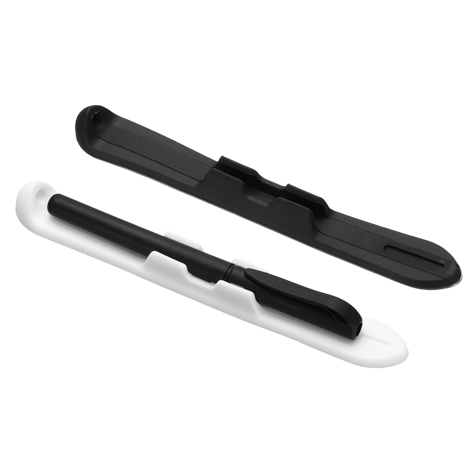 PATIKIL 2 Pcs 6.9'' Silicone Pencil Holder with Strong Adhesive Slim Grip Sleeve for stylus 1st 2nd Generation Air Pro Mini Tablets, White/Black