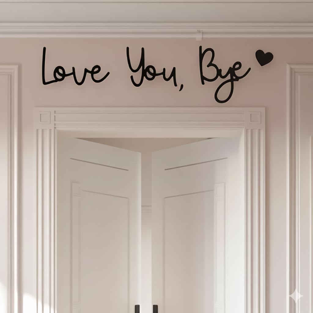 Ariati Black Love You Bye Sign – Wooden Script Letters For Wall Decor, Above Door, Hallway & Entryway – Modern Word Sign For Bedroom, Living Room, Home Decoration & Gifts