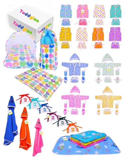 Image of Toddylon Flat Bed 56 in 1 Baby Products All New Born Combo (Multicolour, 0-6 Months)