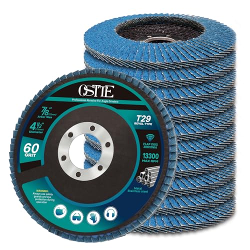 OSTTE 10 Pack Flap Discs 4-1/2 for Angle Grinder 60 Grit
