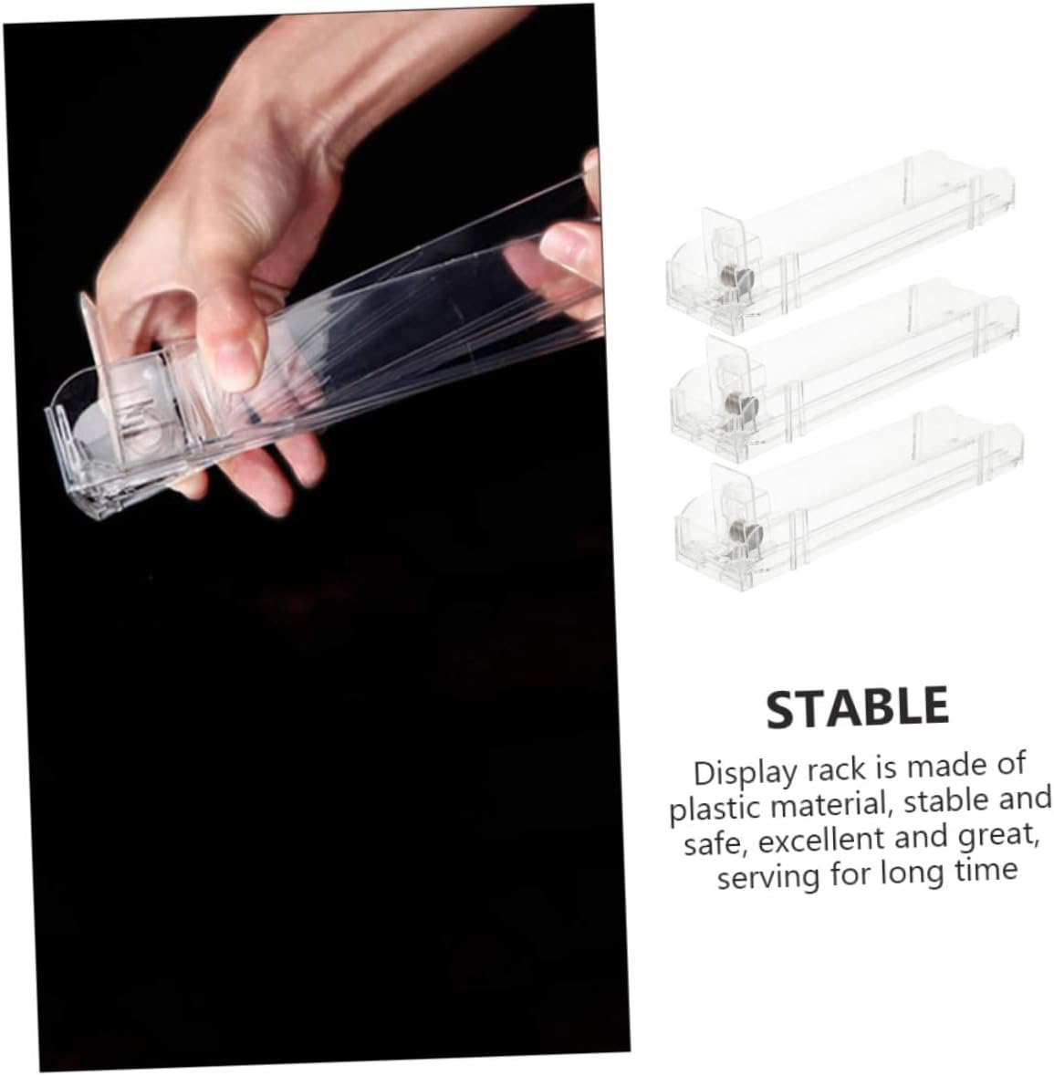 3pcs Auto-Push Display Rack Transparent Holder for Market Store Compact and Lightweight Pusher and Design
