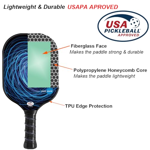 Image of Pickleball Paddles Set of 2, USAPA Approved Fiberglass Pickleball Rackets Set Lightweight with 4 Outdoor Pickleballs & 1 Carrying Case