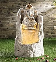 Big Bulk Pahad Ganesha/Ganpati Big Fiber Indoor Outdoor Fountain with Led Lights for Home Decor and Office Decoration Or Gifting (35.6 x 35.6 x 71.2 cm)