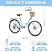 DEYGIA Beach Cruiser Bike for Women, 26 inch 7 Speed Commute Bike for Adults, Women Bicycle with Rattan Basket and Adjustable Seat, Lightweight Step Through Bike for Adults Women Ladies, Light Blue