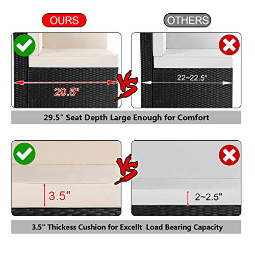 image for U-MAX 7 Piece Outdoor Patio Furniture Set, Black PE Rattan Wicker Sofa