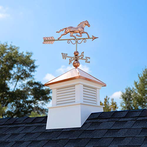 18" Square Manchester Vinyl Cupola with Horse Weathervane by Good Directions - Image 3