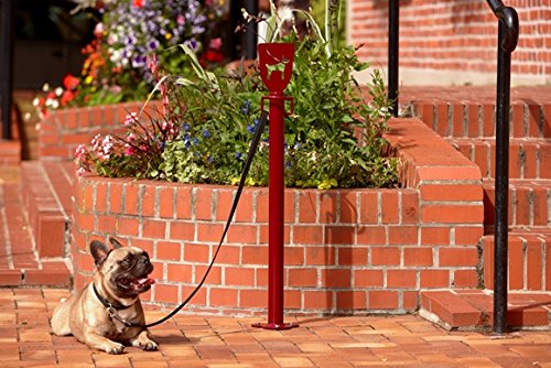 Anleinpfosten für Hunde - Hunde-Parkplatz - Hundeanleinplatz - Zum Verschrauben - Rot - Stahl - Höhe: 90,0 cm