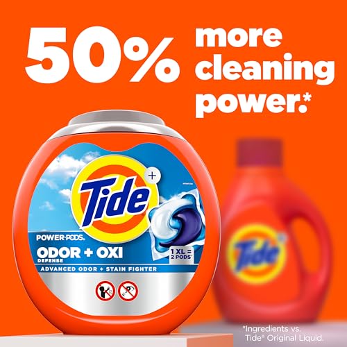 Image of Tide Odor Defense + Oxi Laundry Detergent Pacs, Original Scent, 18 Count, Advanced Odor + Stain Fighter, laudry soap washing detergent pacs