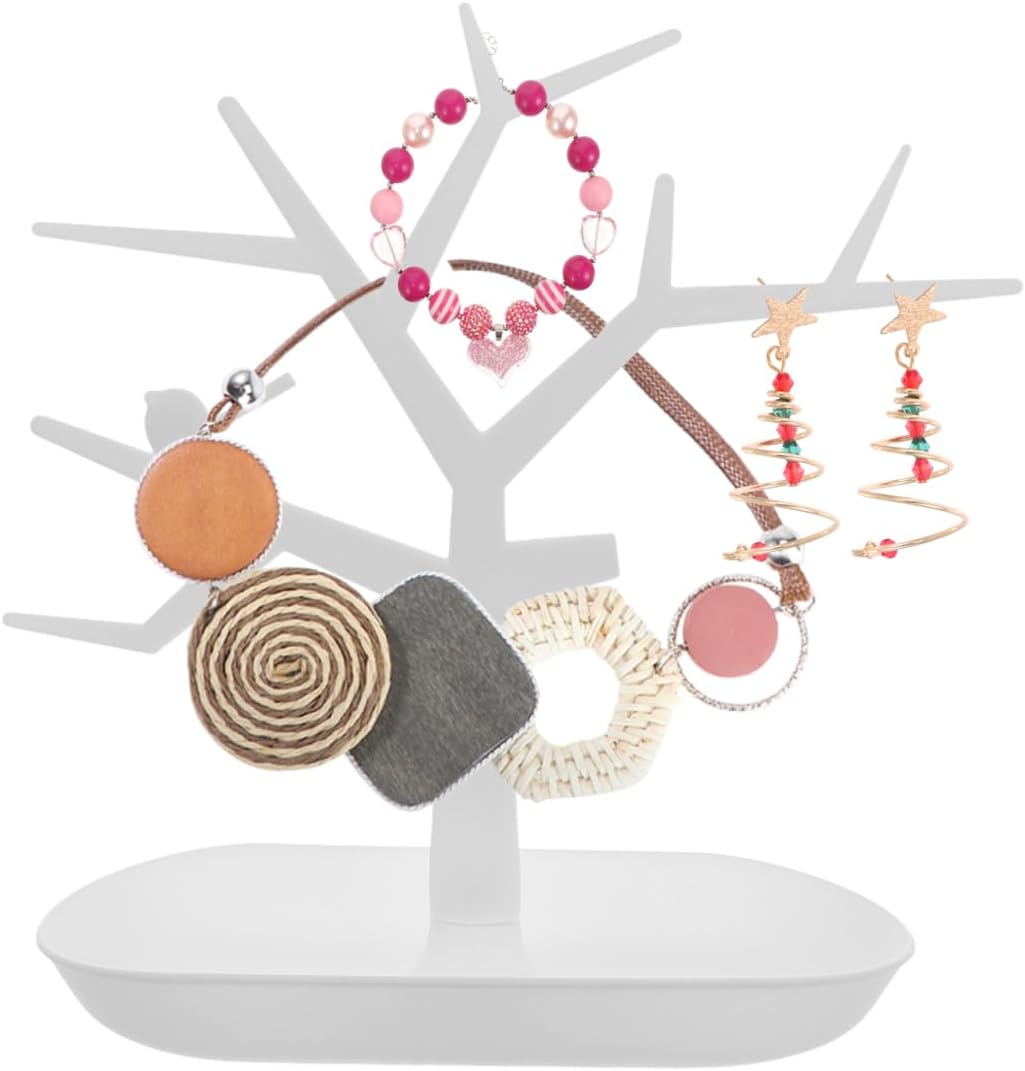 Romantic Tree Shape Jewelry Rack Metal Earring Necklace Holder Organizer 10.43X9.05X4.52 Inch Jewelry Storage Stand for Home Display