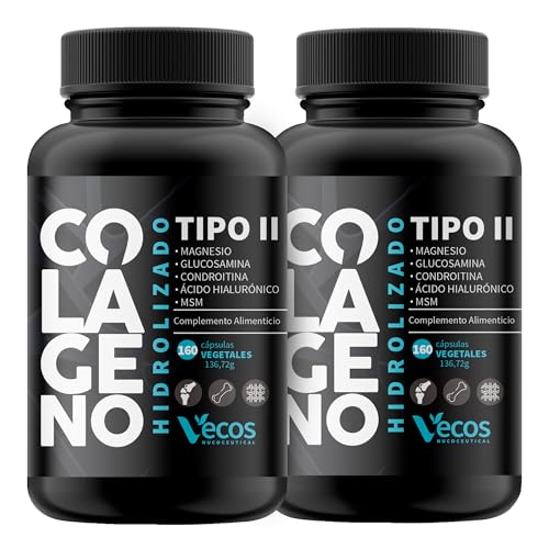 Colágeno Hidrolizado Tipo II con Condroitina y Ácido hialurónico | Ayuda a Prevenir el Dolor y la Inflamación en las Articulaciones | Efecto Antiinflamatorio y Antioxidante - 160 Cápsulas