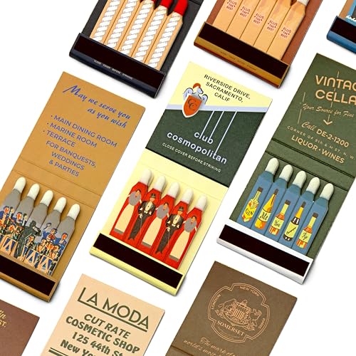 Set of 10 Vintage-Style Matchbooks – Retro-Inspired Collectible Decor for